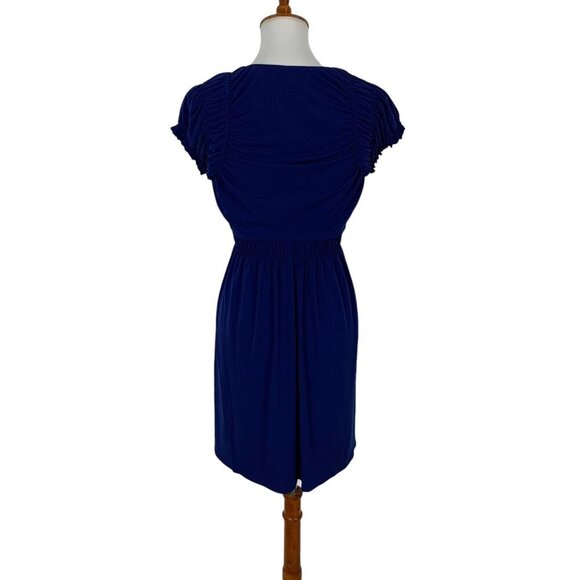 Laundry By Design Navy Ruched Cap Sleeve V Neck Dress 4 Cocktail Party NWT - Picture 5 of 7